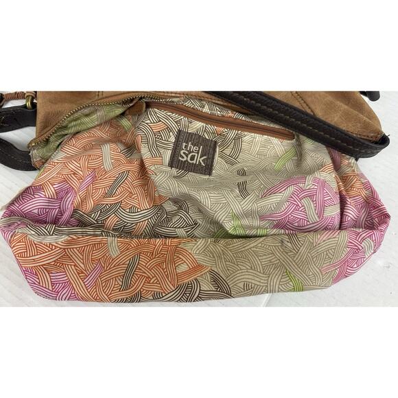 The Sak Kendra Purse Brown Two Tone Leather Medium Shoulder Hobo Bag Some Wear - Picture 10 of 11